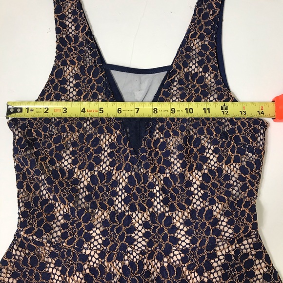 ASTR Blue & Gold Lace Peplum Top - Picture 6 of 10